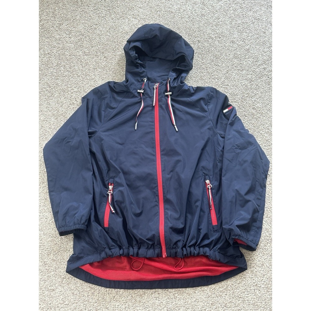 Tommy Hilfiger Full Zip Women's Windbreaker Jacket Size Small Red White Blue Y2K